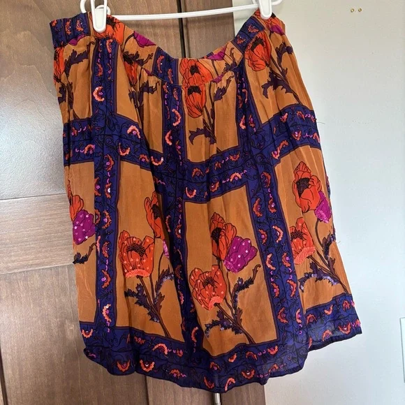 Anthropologie Maeve Beaded Persicum Floral Skirt Size M - Picture 7 of 13